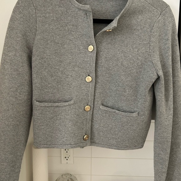 Abercrombie & Fitch Light Gray Button-Front Cardigan - Picture 2 of 4